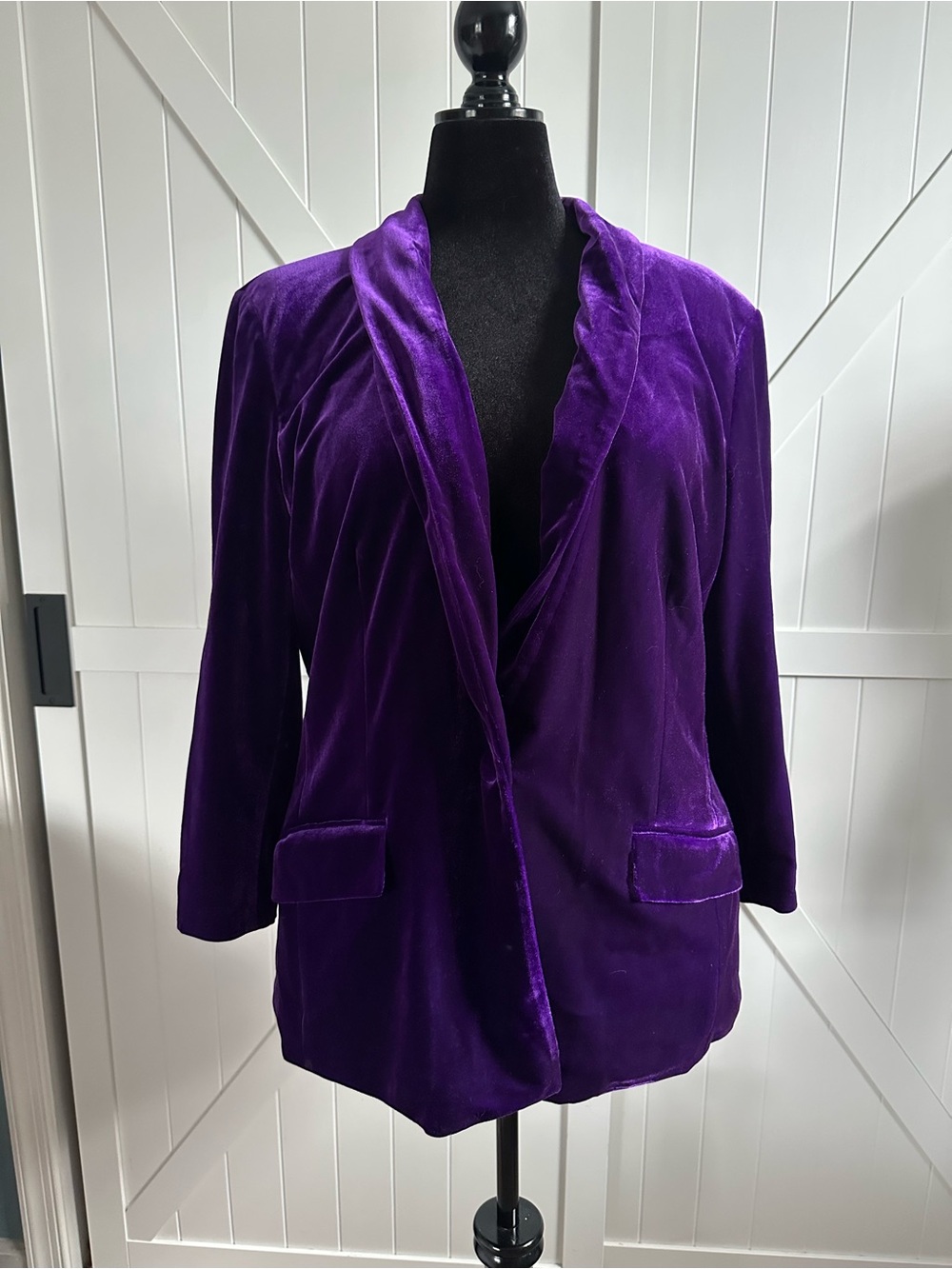 INC International Concepts XL Purple Velvet Single Button Front Blazer Jacket